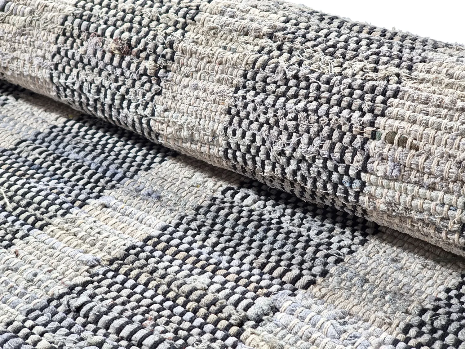 Denim tæppe - Ally (sort/råhvid)