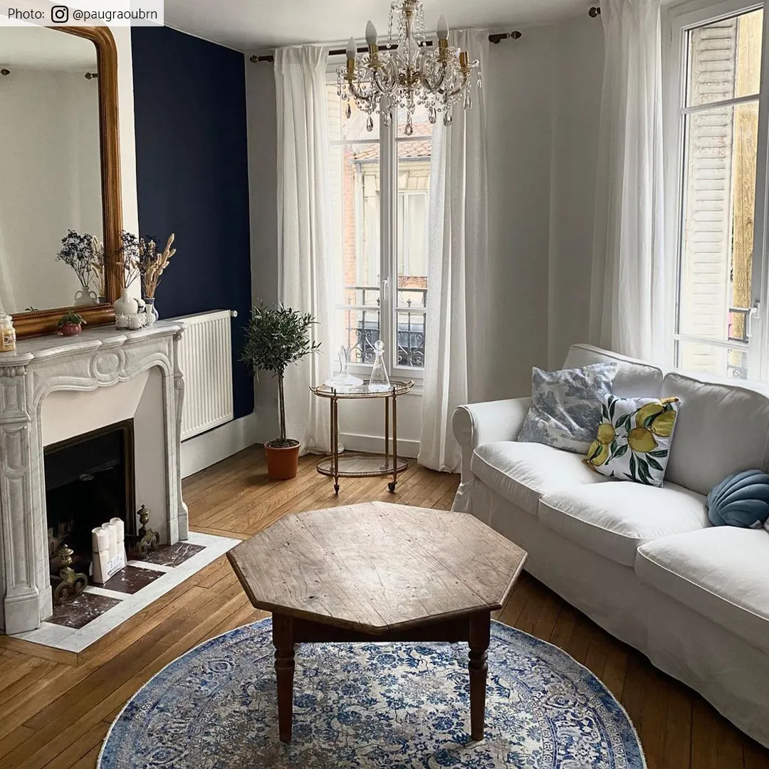 Rundt tæppe - Denizli (blå)