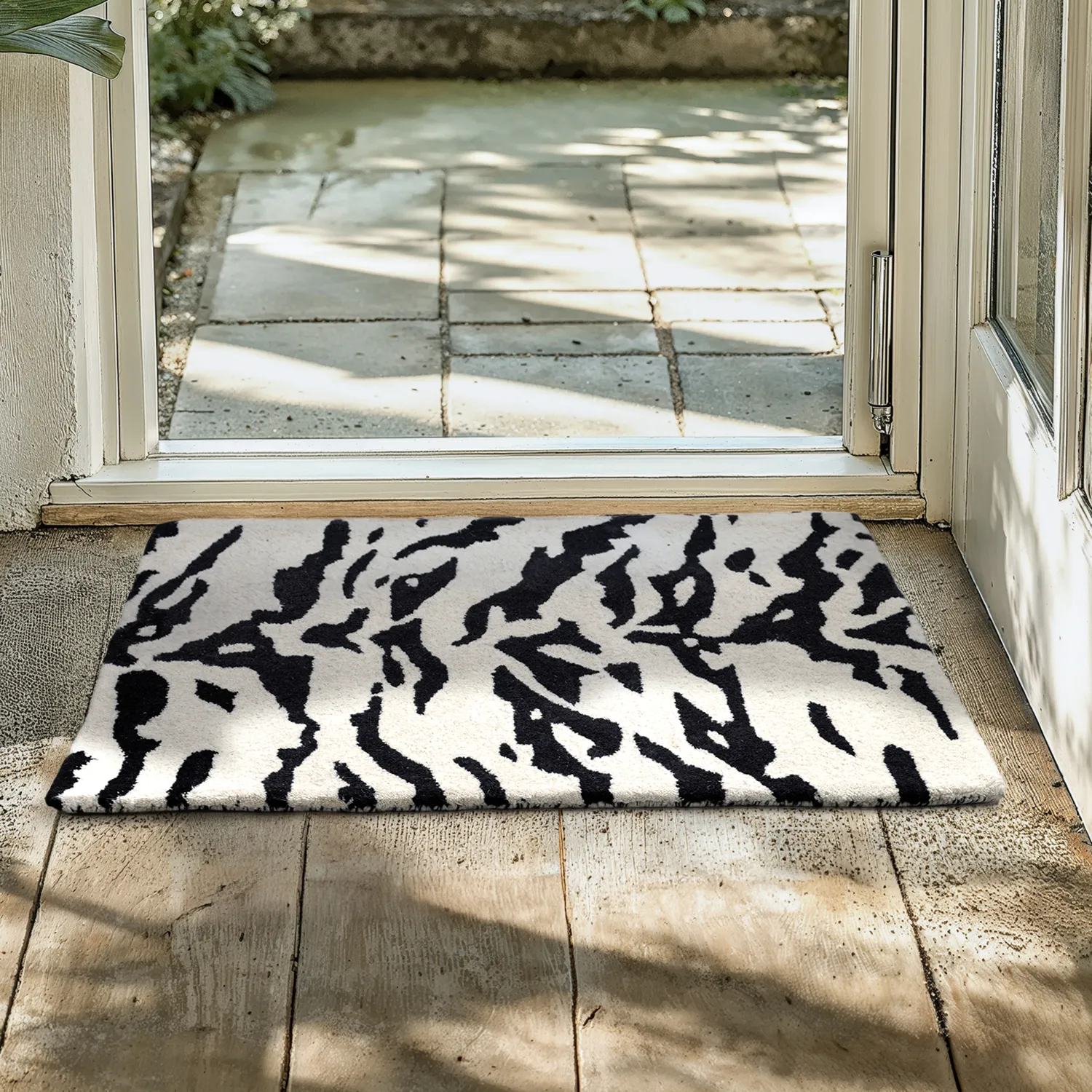 Dørmåtte - Zebra Tufted Wool Premium (hvid/sort)