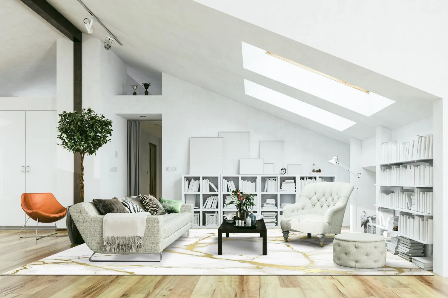 Wilton-tæppe - Cesina (stone/hvid/guld)