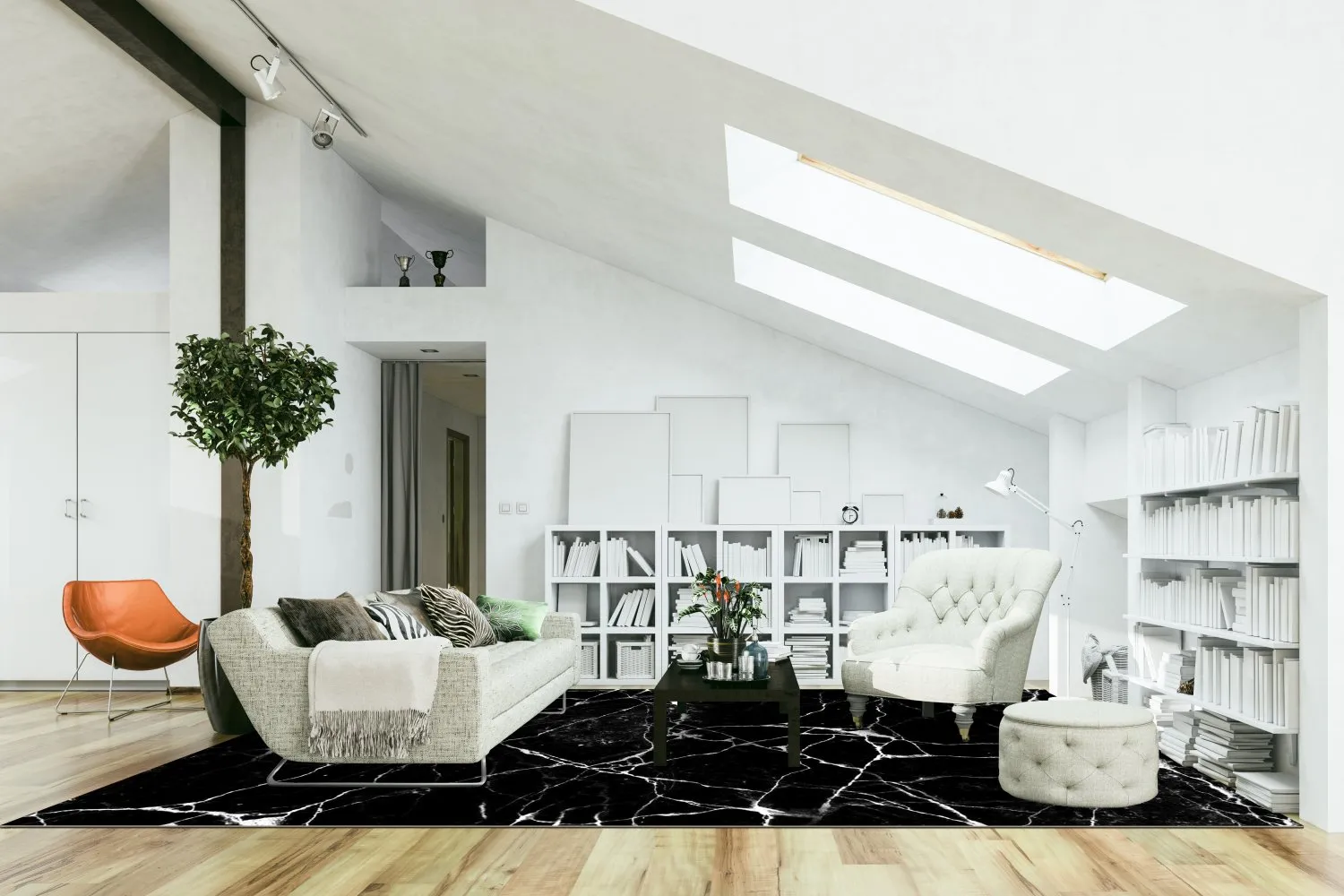 Wilton-tæppe - Vieste (sort/hvid)