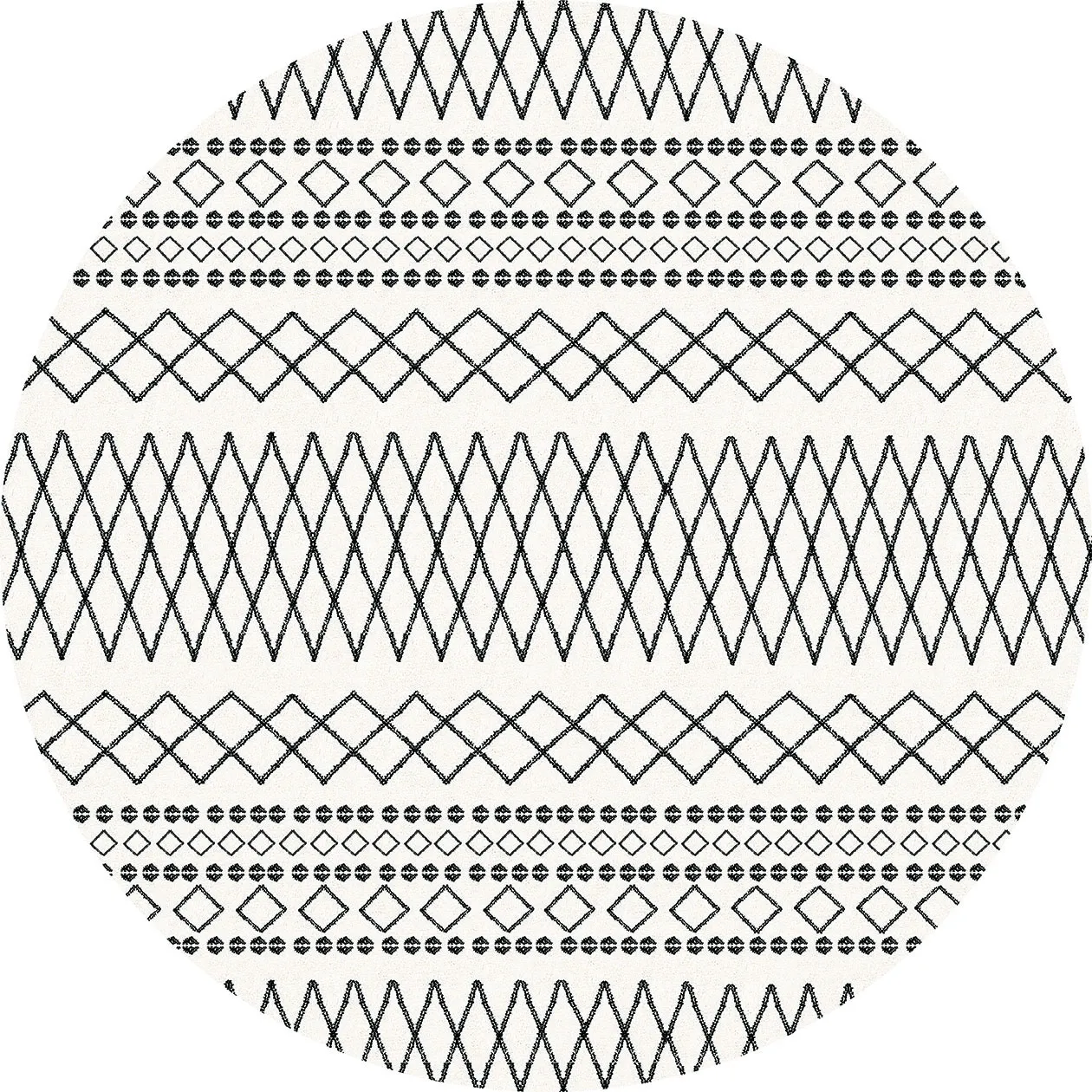 Rundt tæppe - Safi (sort/hvid)