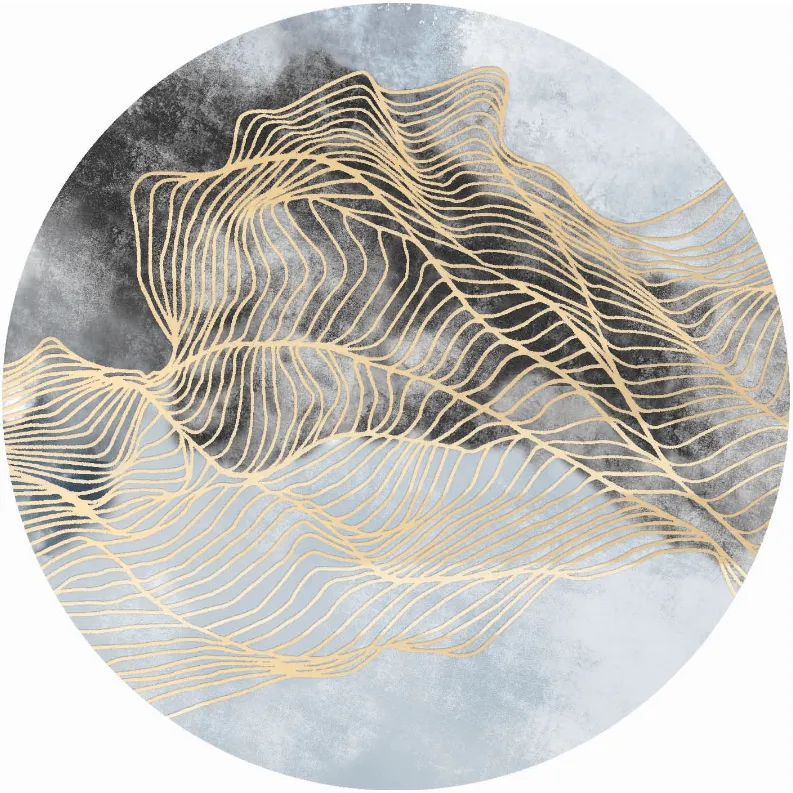 Rundt tæppe - Ekual (blå/grå/guld)