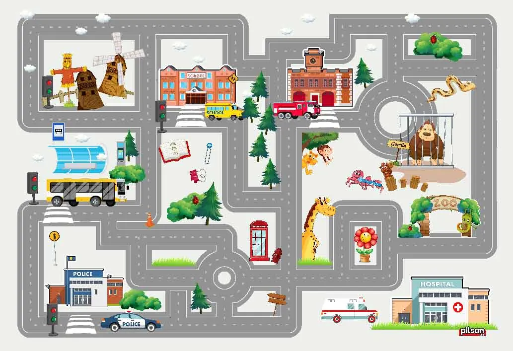 Børnetæppe - City Street (multi)