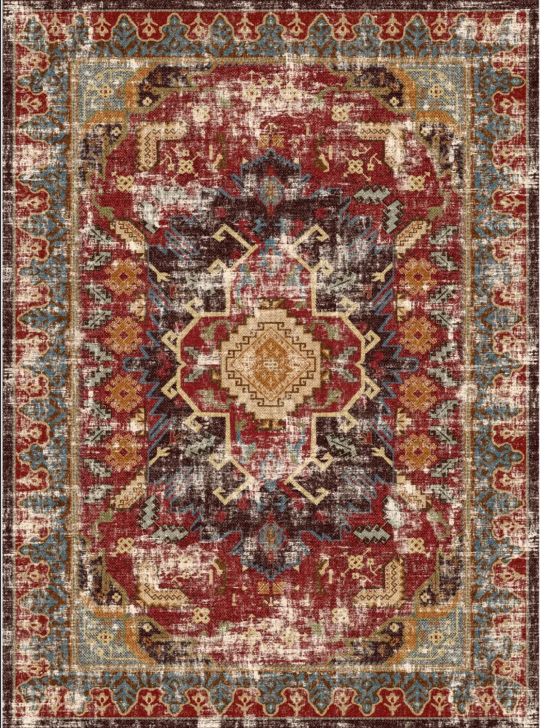 Wilton-tæppe - Idri (rød/multi)