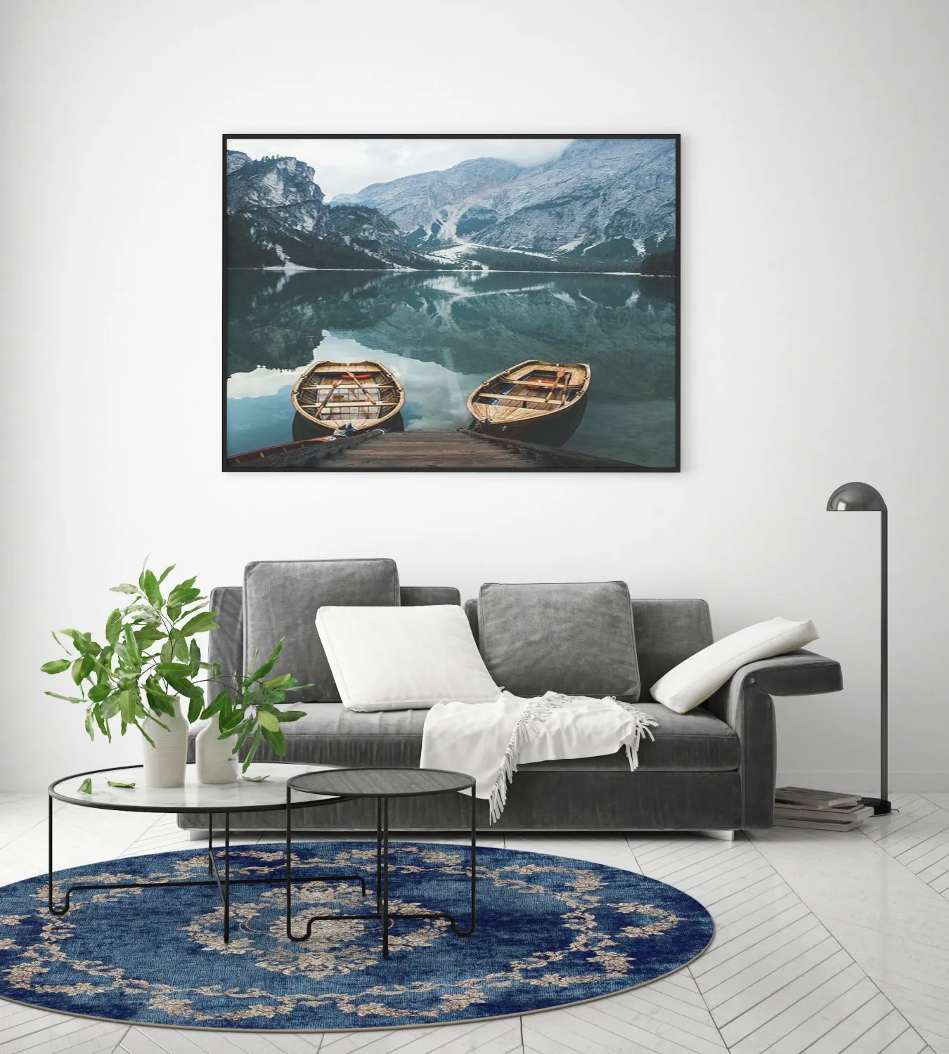 Rundt tæppe - Taknis (blå)