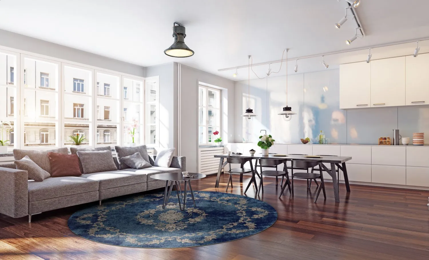 Rundt tæppe - Taknis (blå)