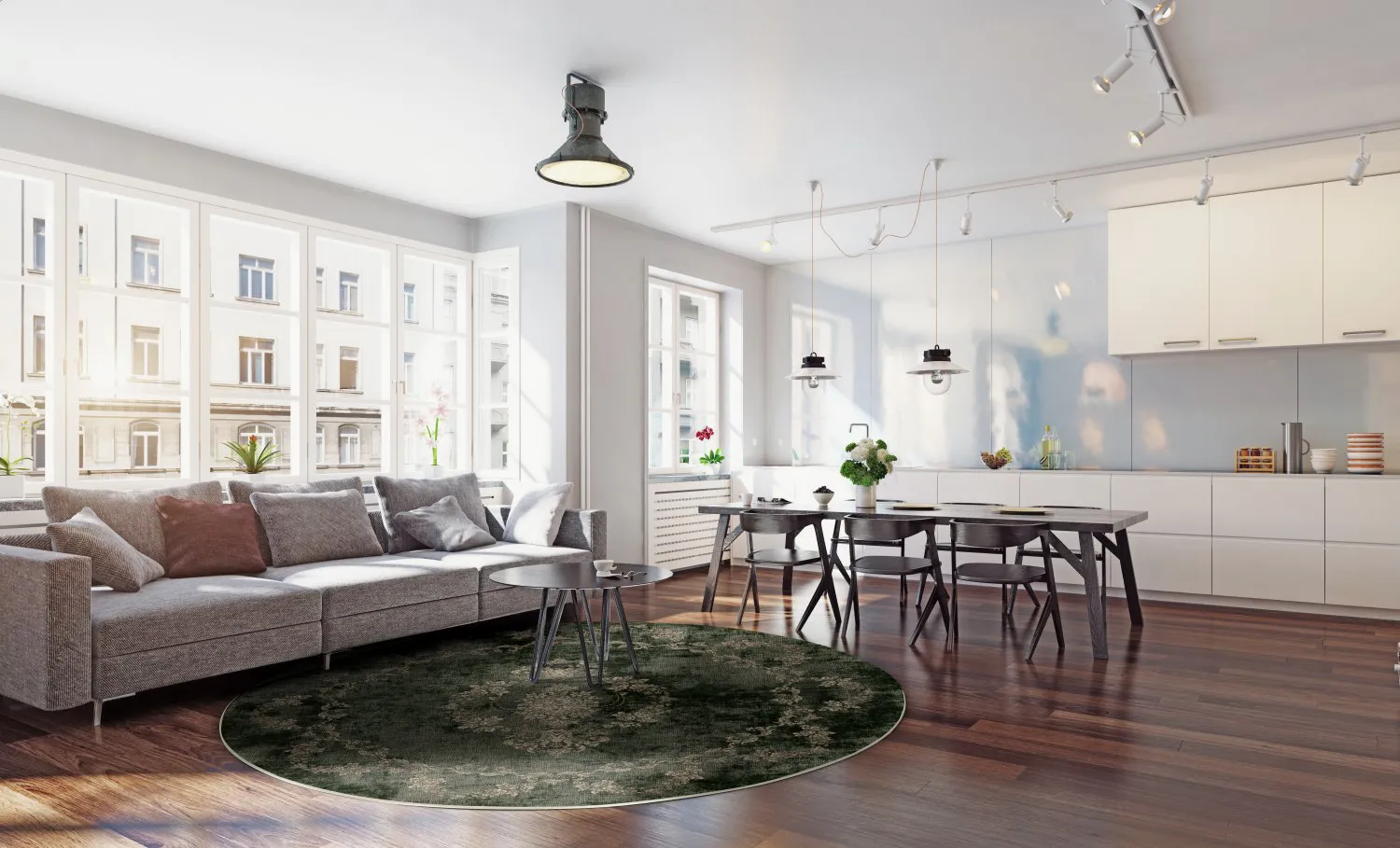 Rundt tæppe - Taknis (mørkegrøn)