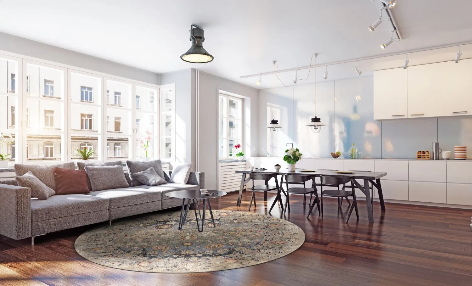 Rundt tæppe - Bouhjar (beige/multi)