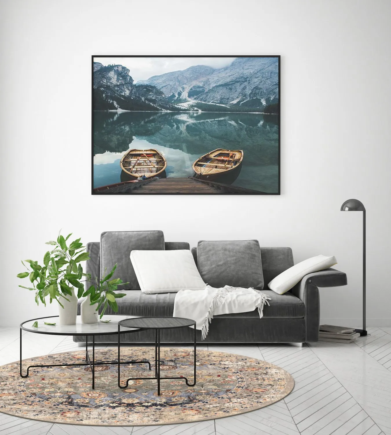 Rundt tæppe - Bouhjar (beige/multi)