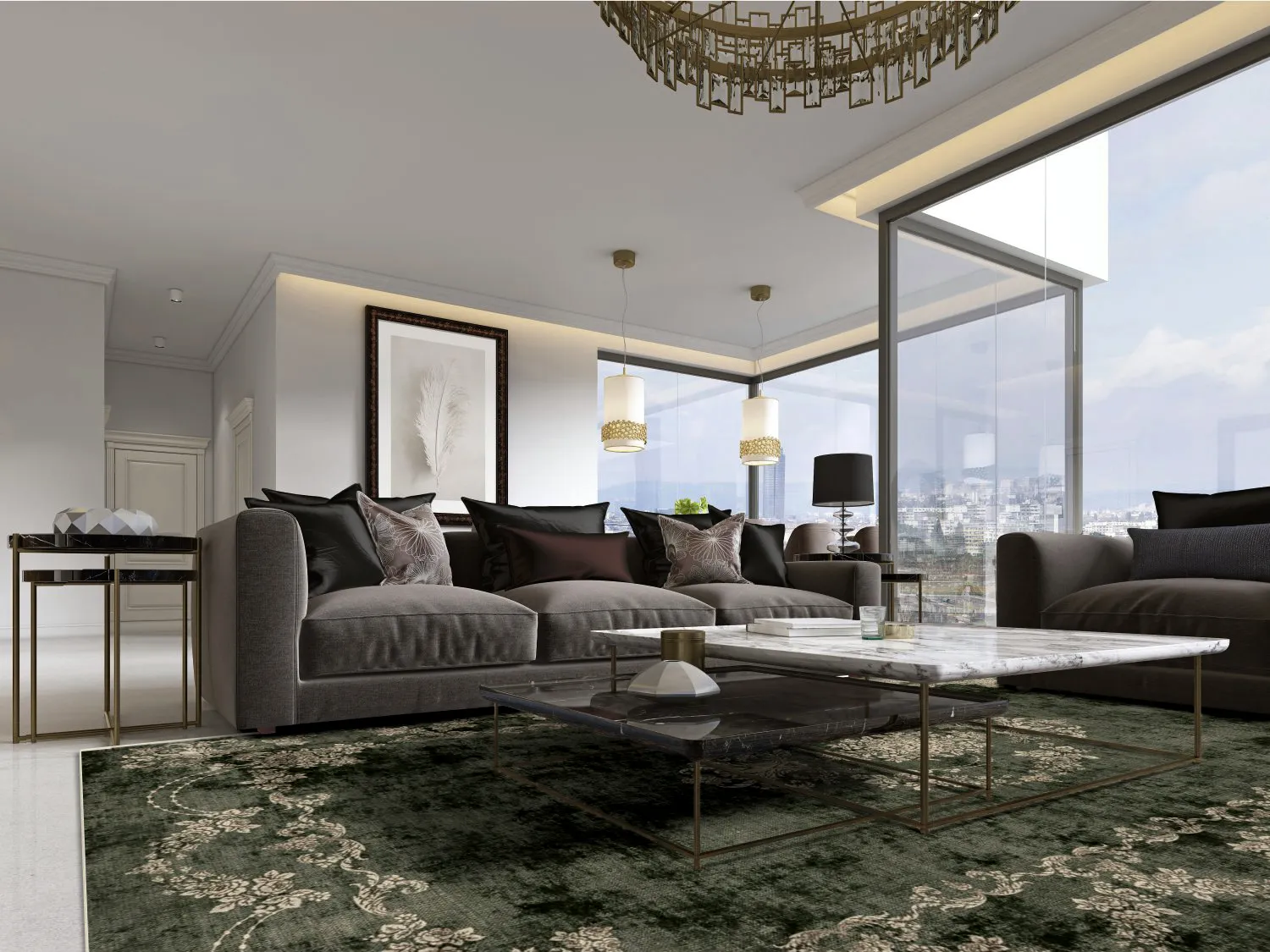 Wilton-tæppe - Taknis (mørkegrøn)