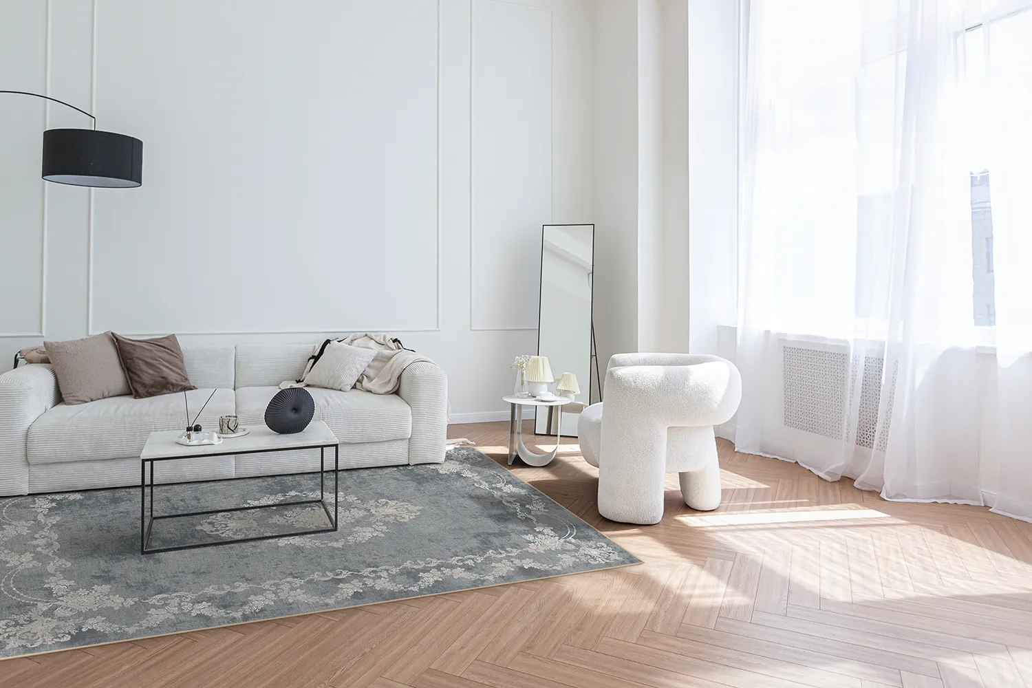 Wilton-tæppe - Taknis (grå)