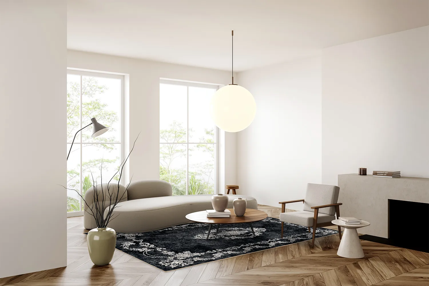 Wilton-tæppe - Taknis (sort)