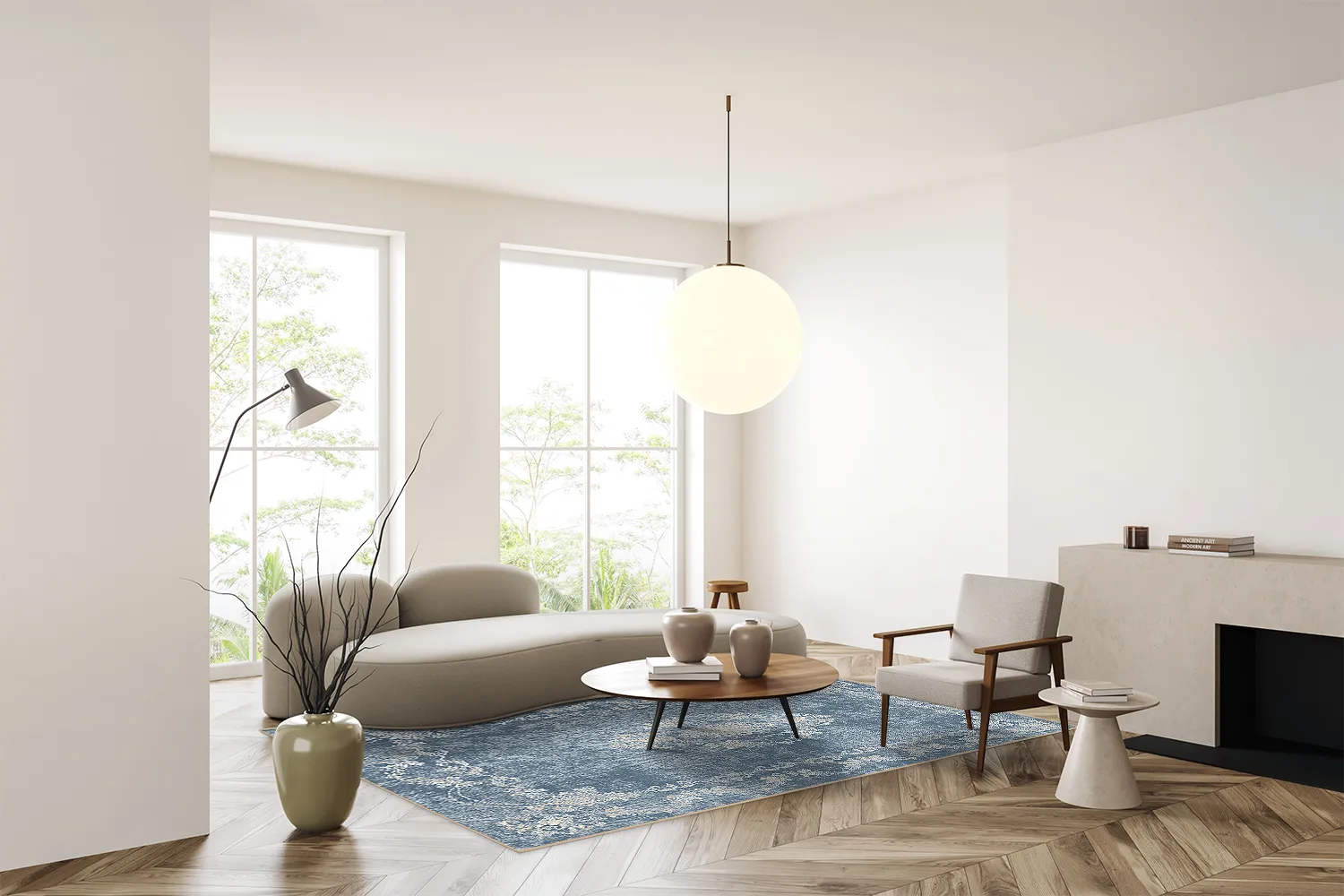 Wilton-tæppe - Taknis (lyseblå)