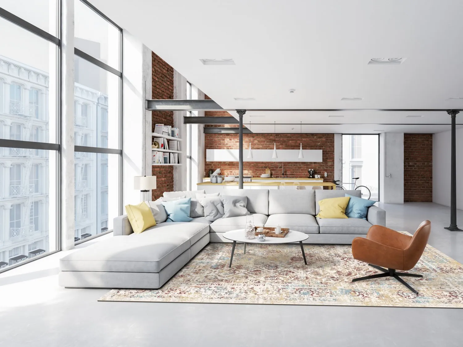 Wilton-tæppe - Douz (blå/multi)