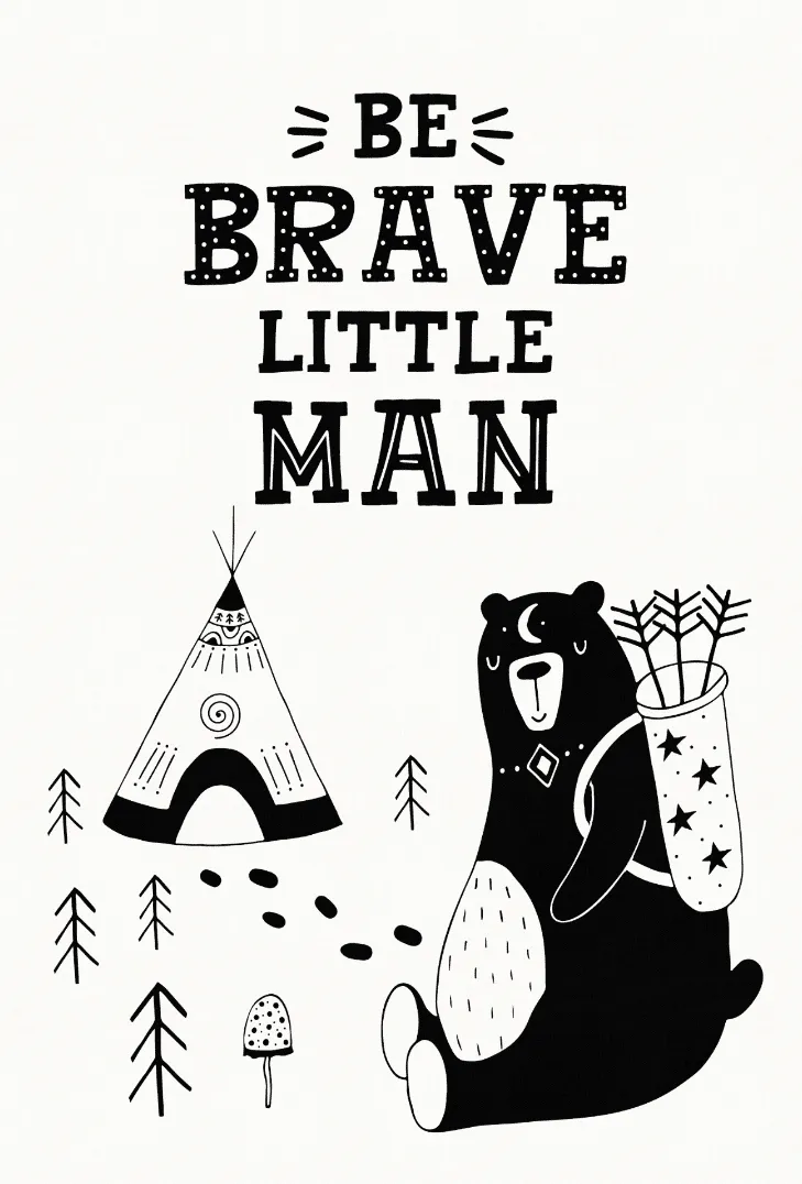 Børnetæppe - Camping Bear (hvid)