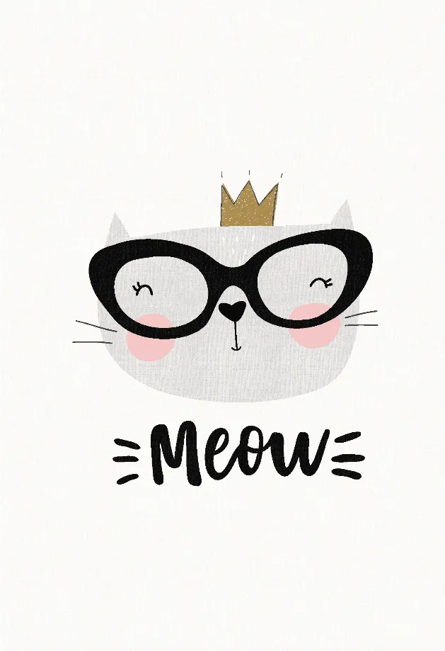 Børnetæppe - Reading Cat (hvid)