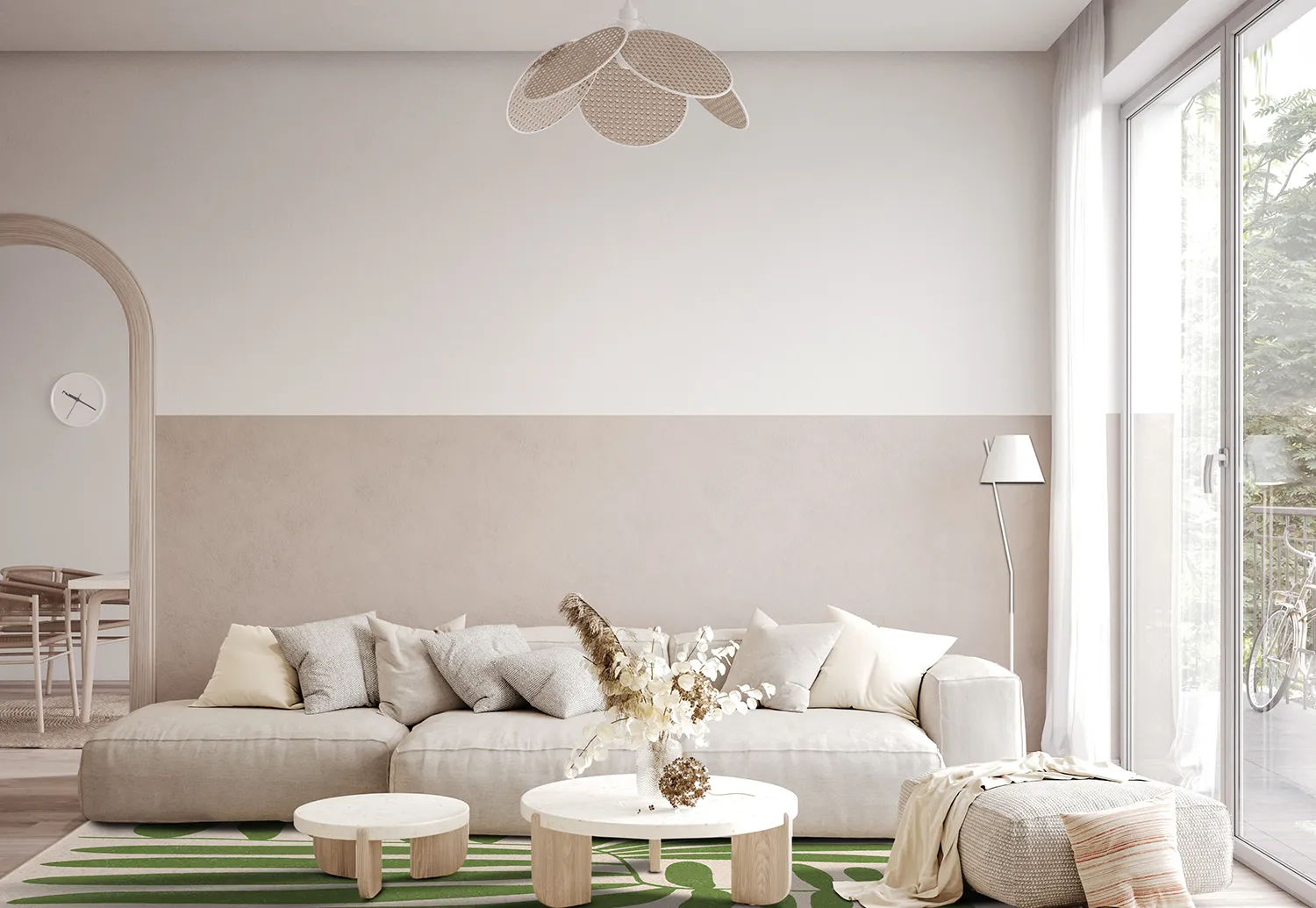 Wilton-tæppe - Romilly (beige/grøn)