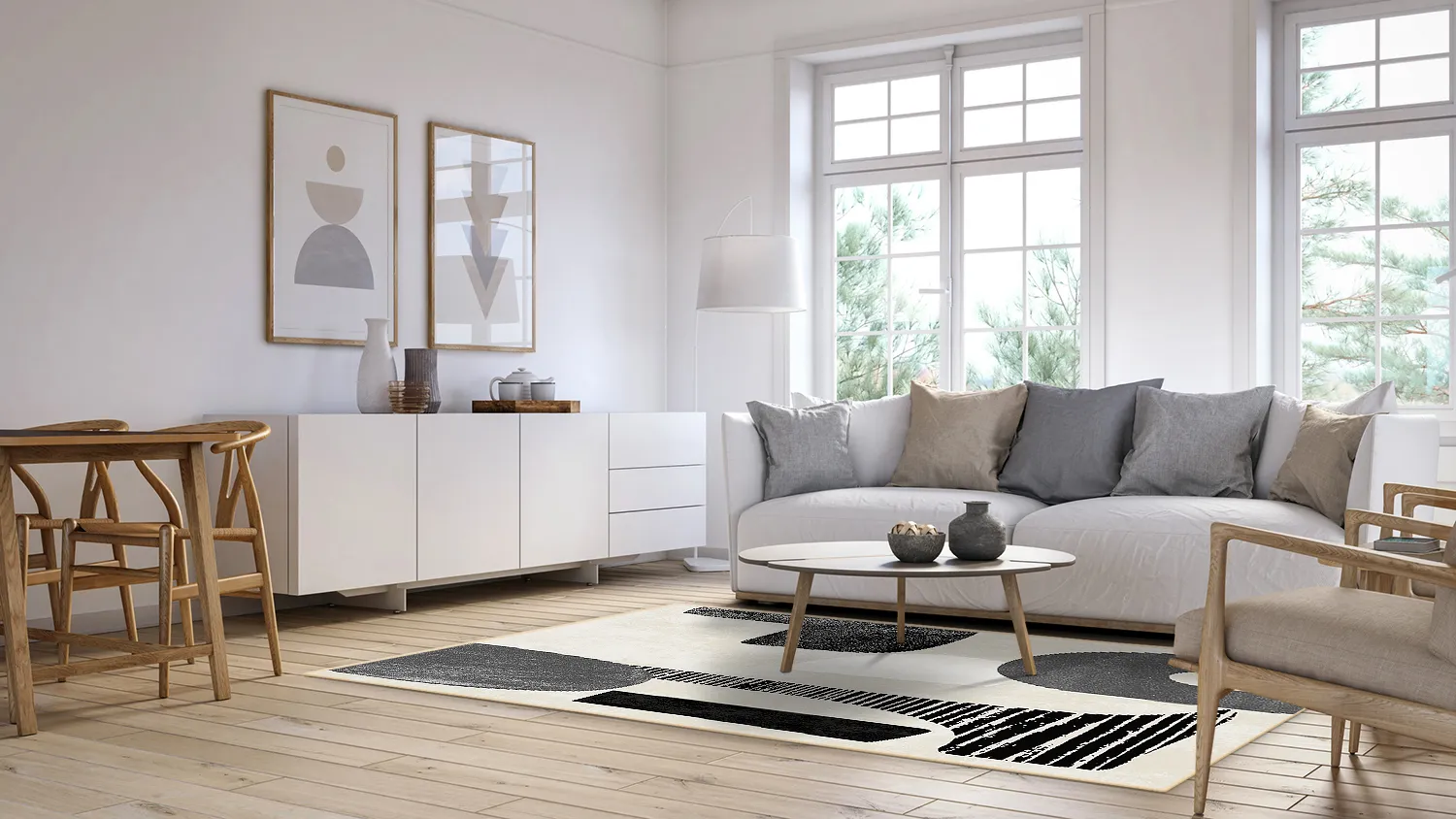 Wilton-tæppe - Suki (beige/sort)