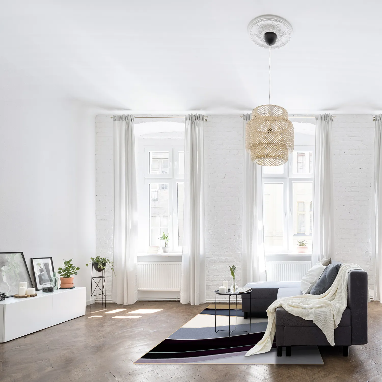 Wilton-tæppe - Gaia (blå/multi)