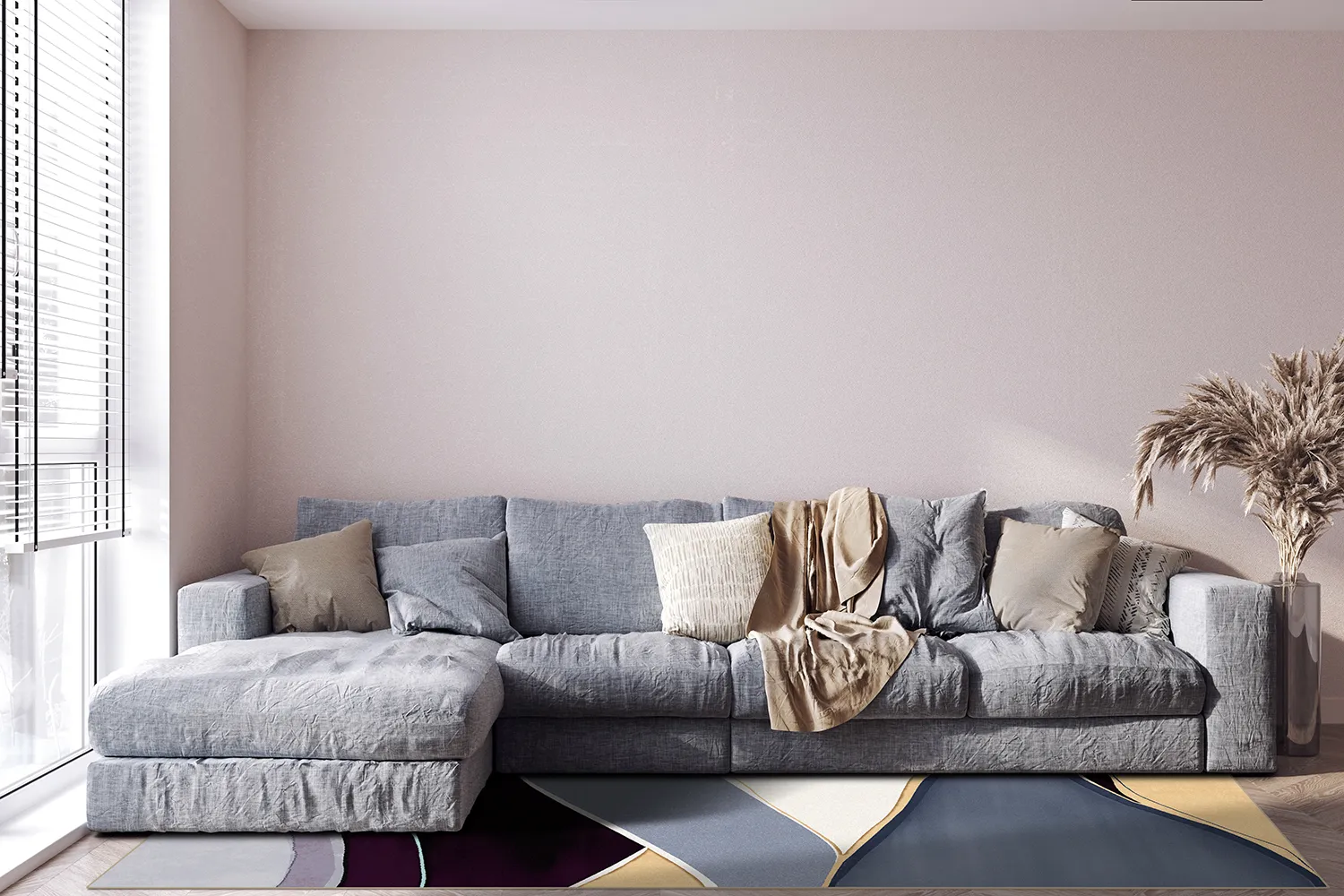 Wilton-tæppe - Gaia (blå/multi)