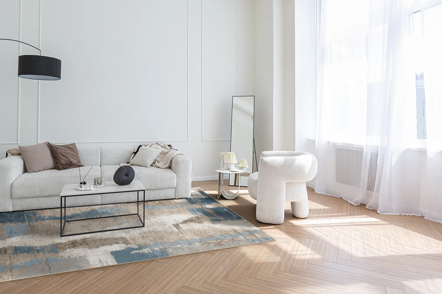 Wilton-tæppe - Arwen (blå/multi)