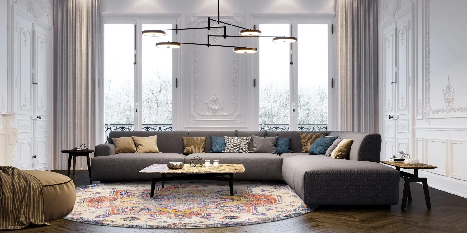 Rundt tæppe - Lamta (multi)