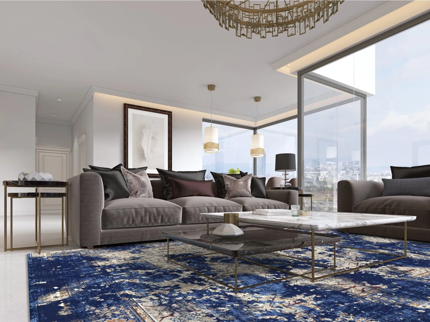 Wilton-tæppe - Temima (blå)