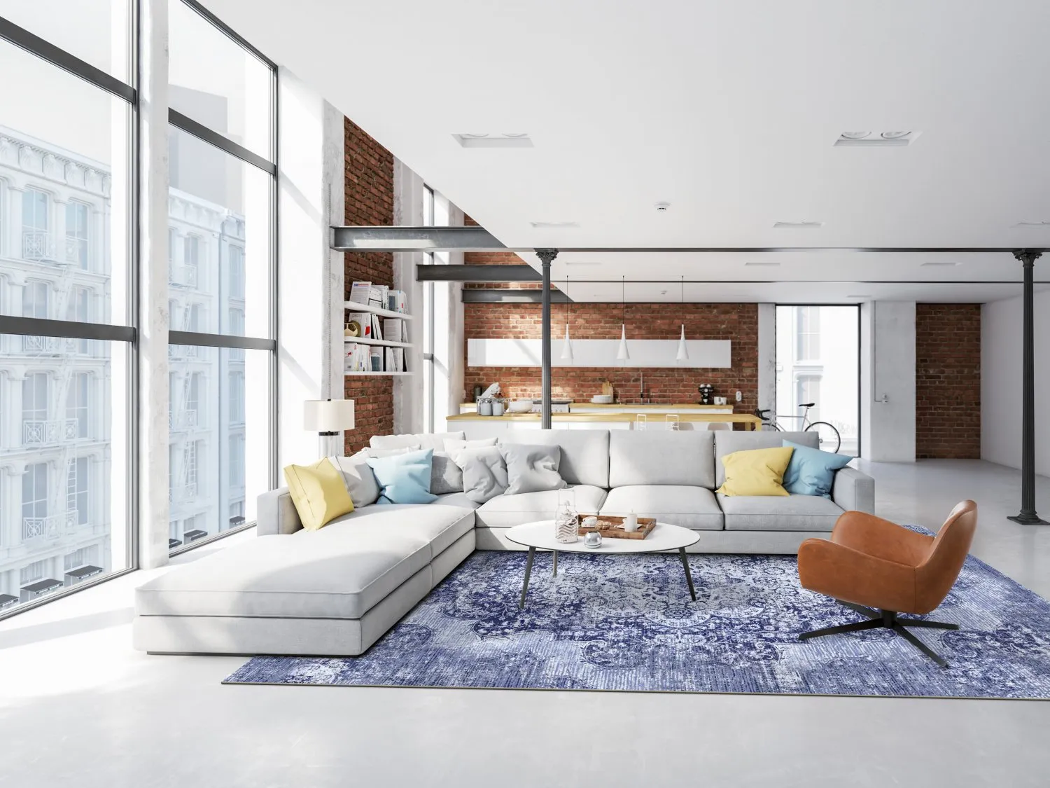 Wilton-tæppe - Badem (blå)