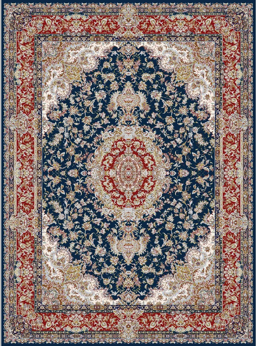 Wilton-tæppe - Vakifli (blå/multi)