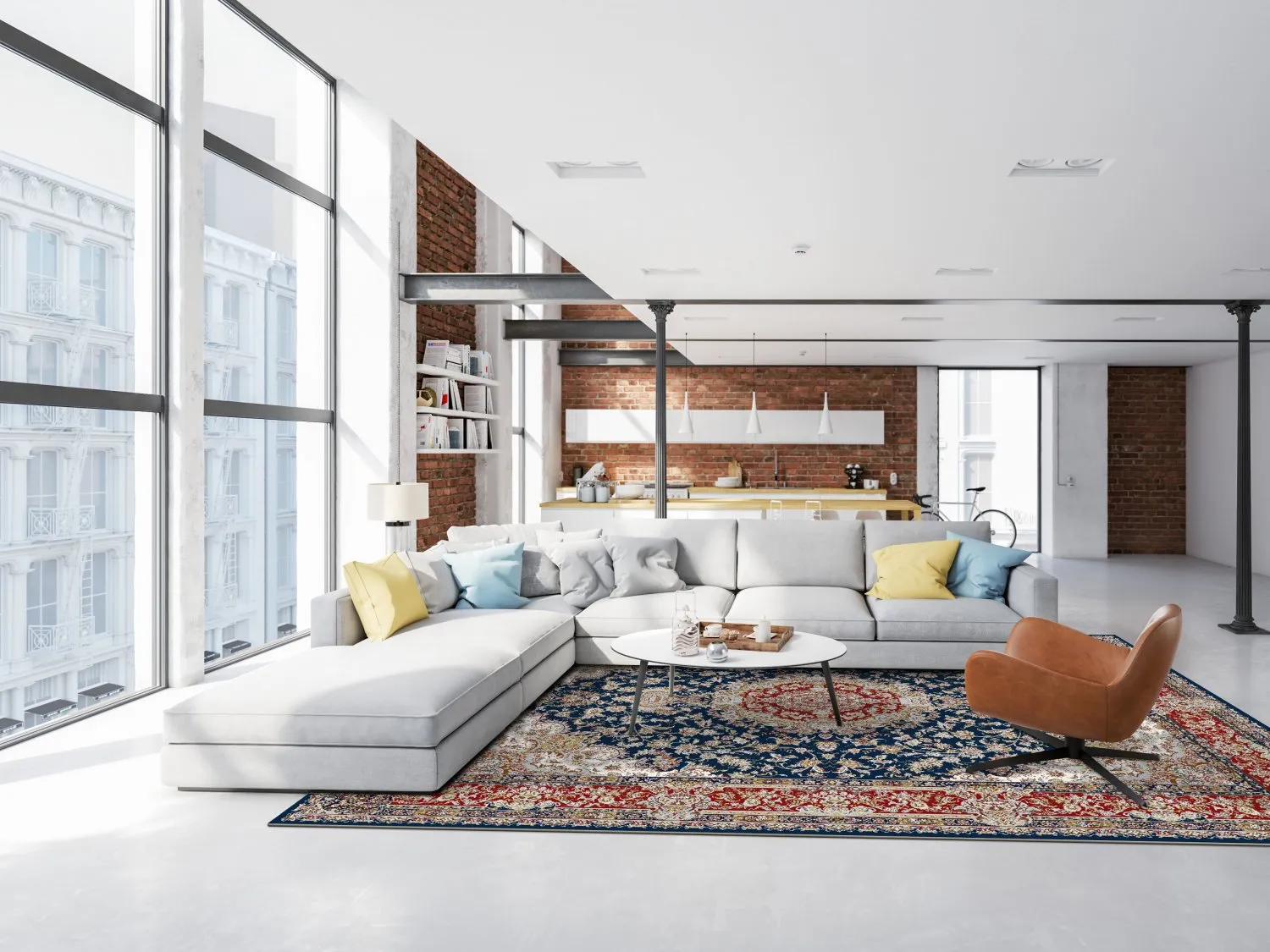 Wilton-tæppe - Vakifli (blå/multi)