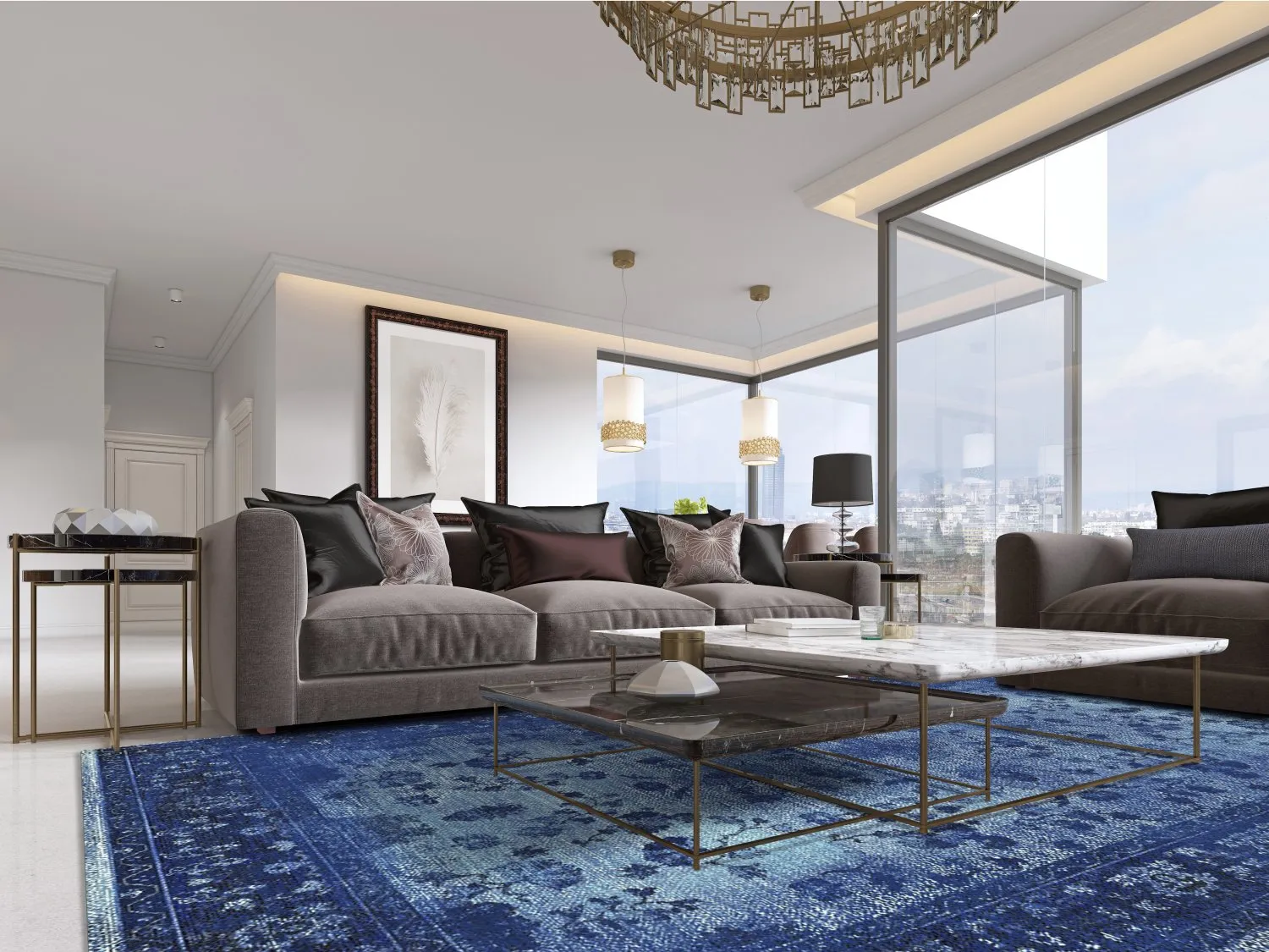 Wilton-tæppe - Gombalia (blå)