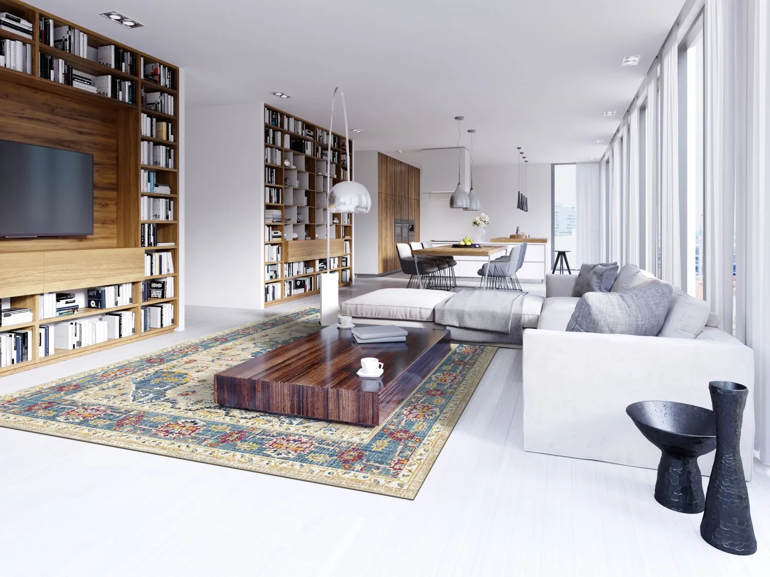 Wilton-tæppe - Siliana (blå)