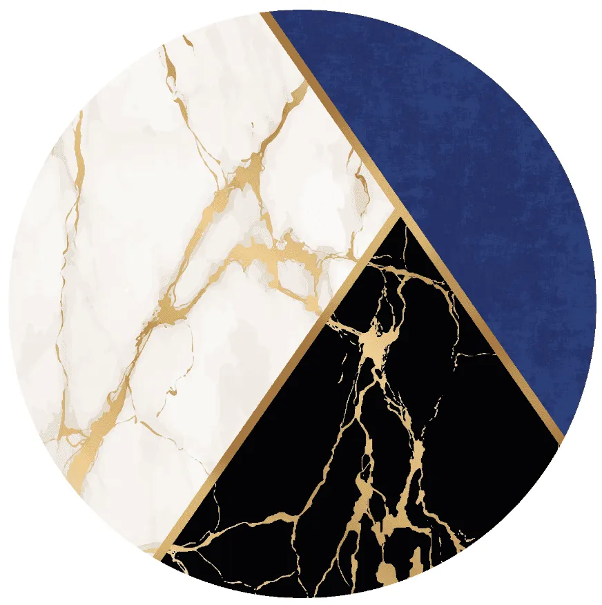 Rundt tæppe - Canelli (sort/hvid/blå)