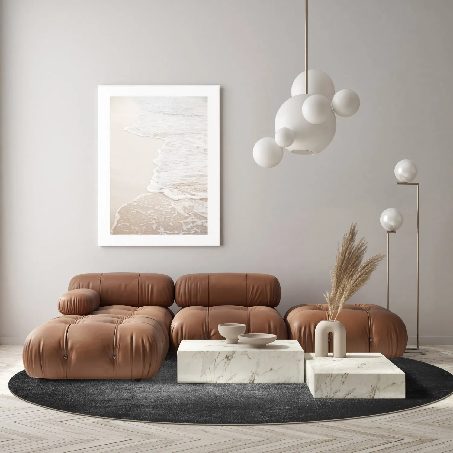 Rundt tæppe - Serifos (mørkegrå)