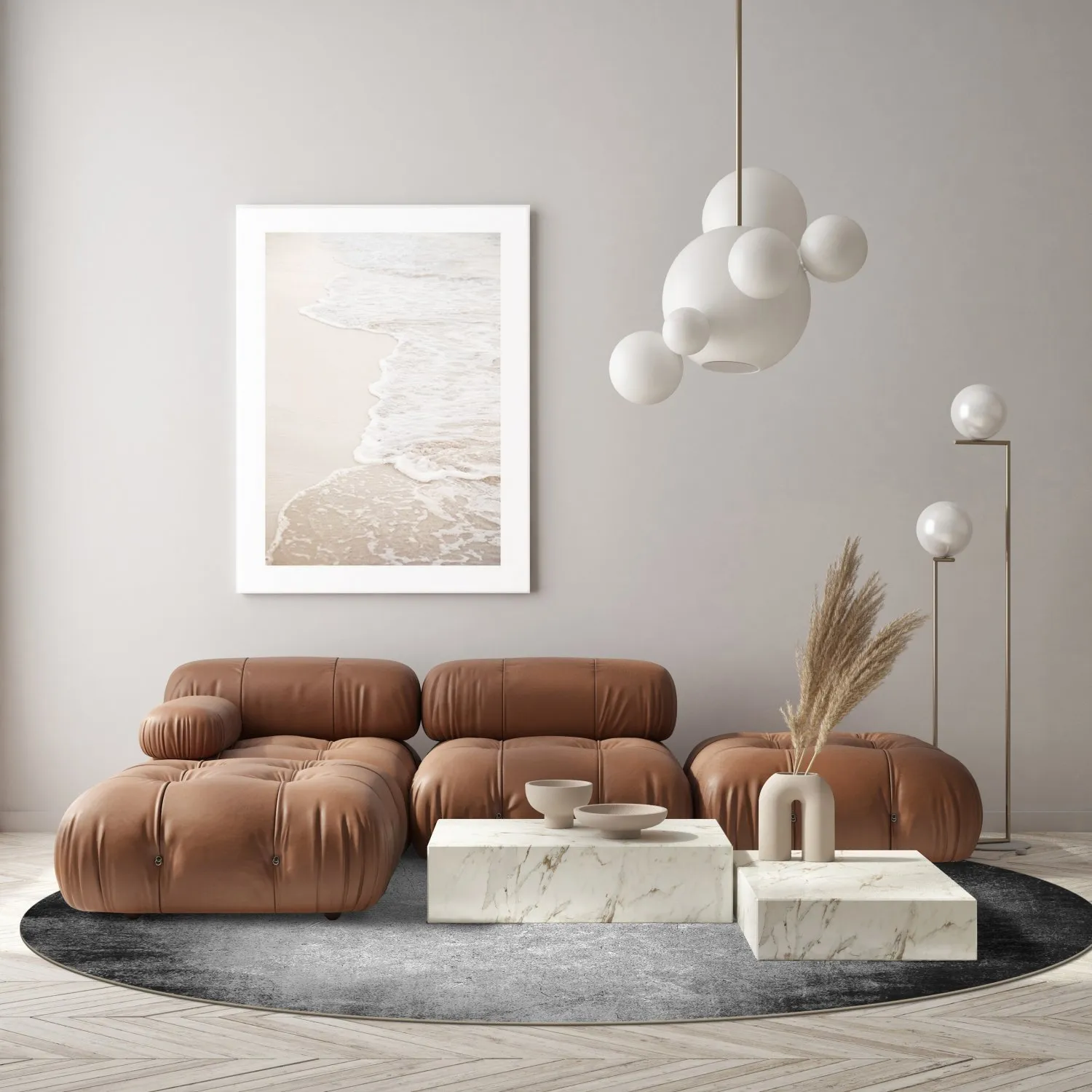 Rundt tæppe - Megara (grå)