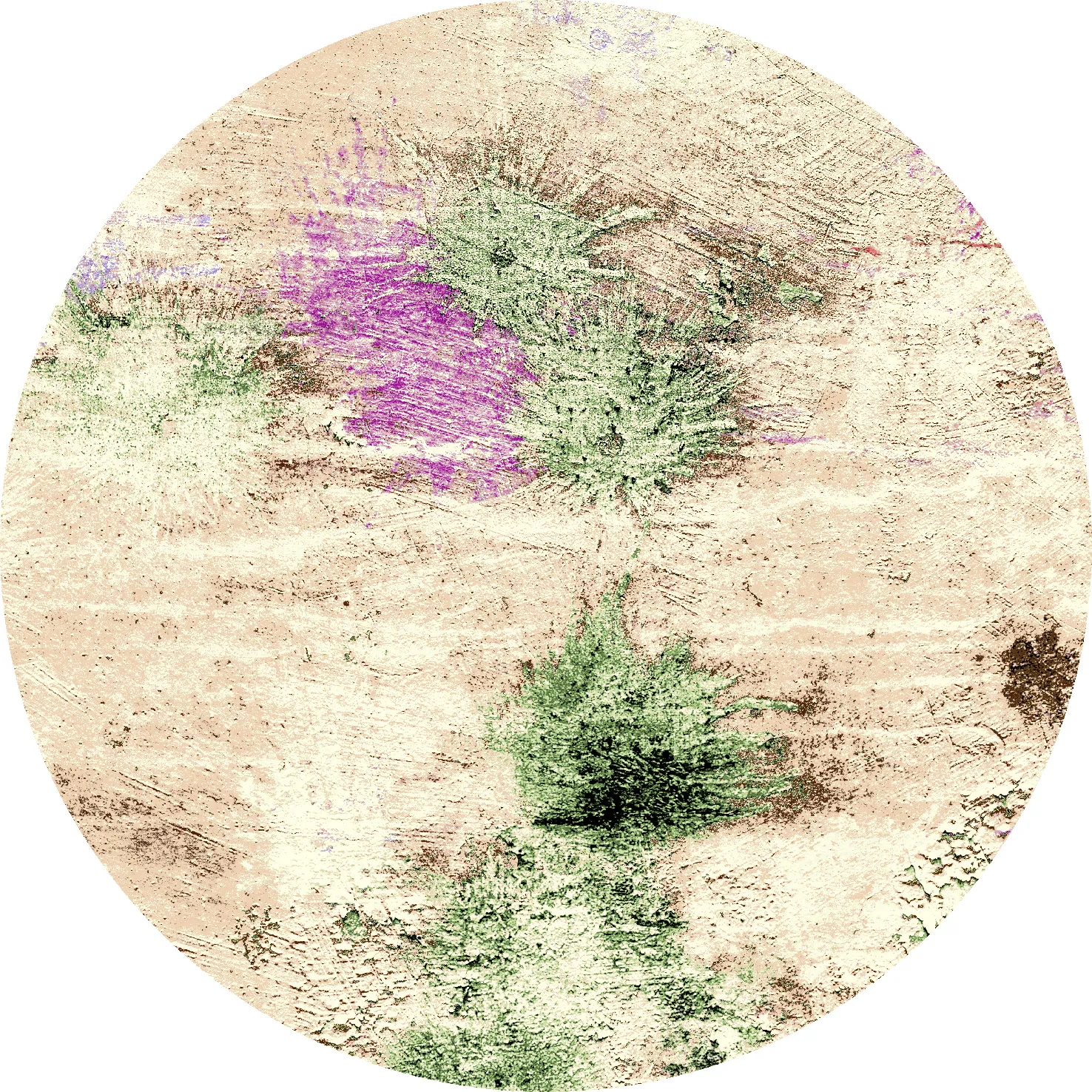 Rundt tæppe - Dimos (beige/multi)