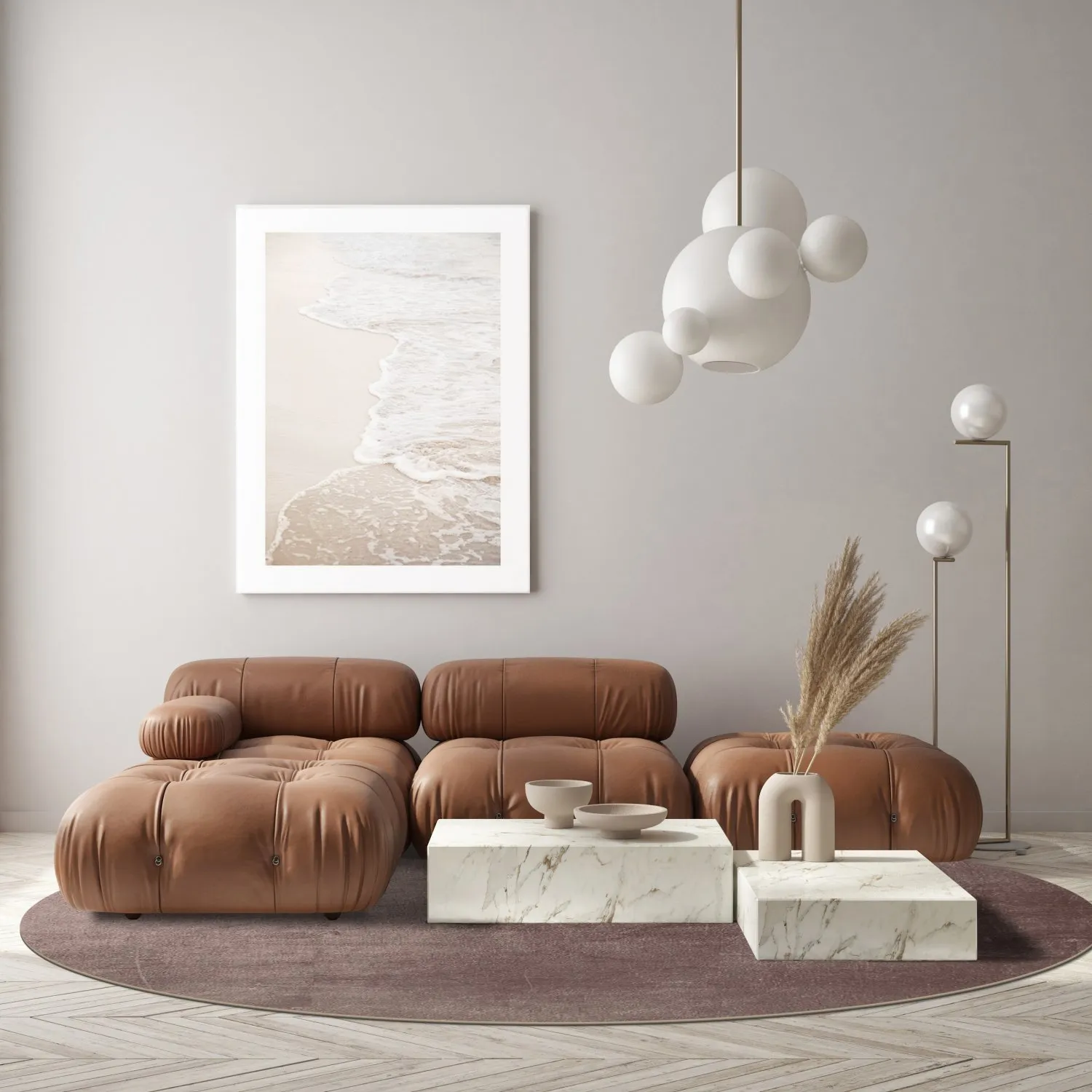 Rundt tæppe - Artena (grå/brun)