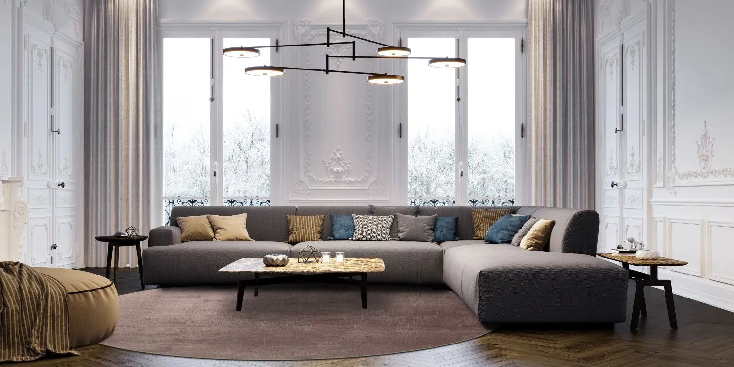 Rundt tæppe - Artena (grå/brun)