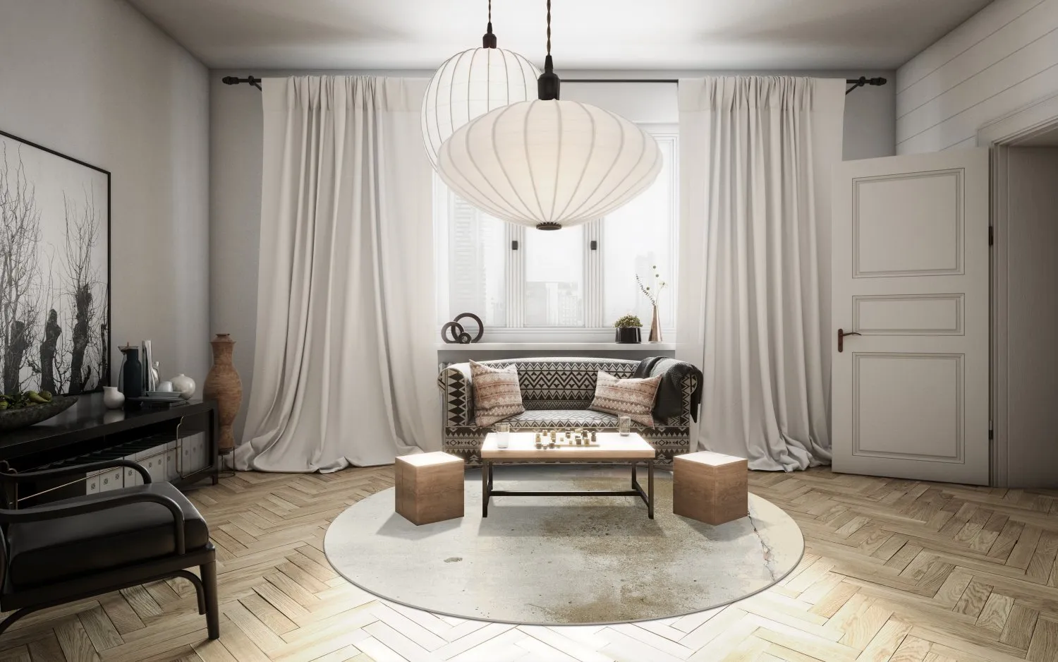 Rundt tæppe - Aurelia (beige)