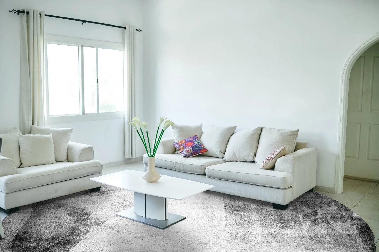 Rundt tæppe - Esperia (grå)