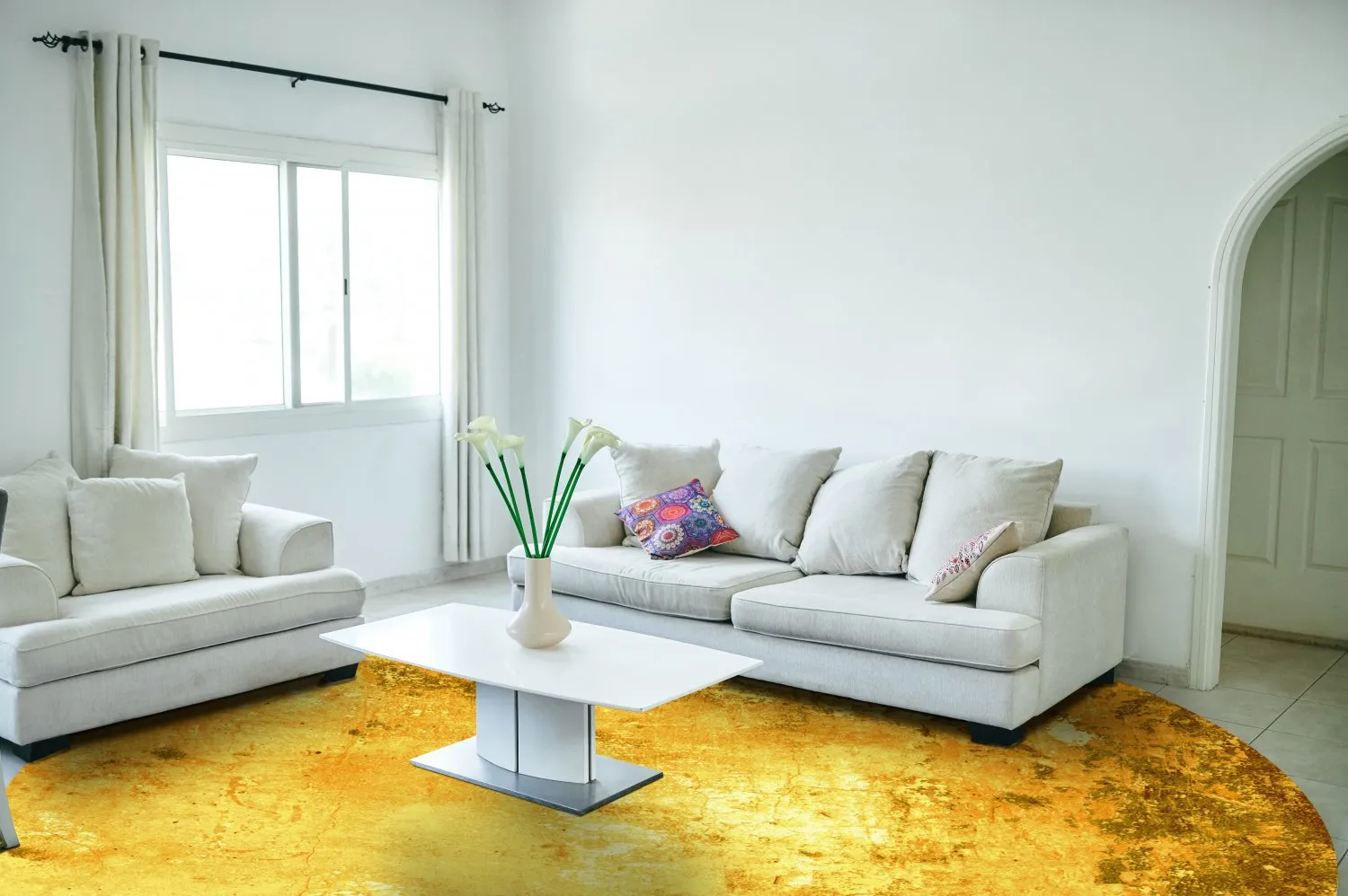 Rundt tæppe - Salitto (guld)