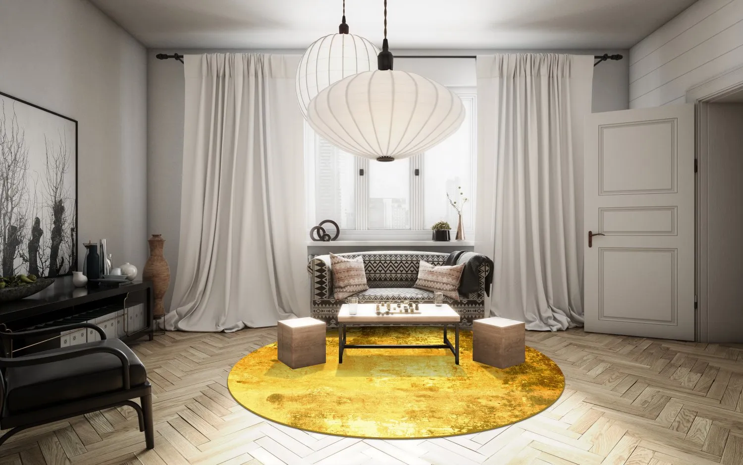 Rundt tæppe - Salitto (guld)