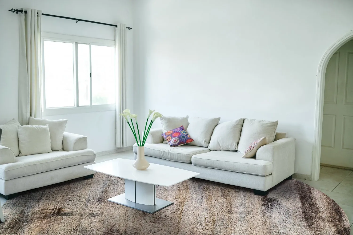 Rundt tæppe - Polia (grå/brun)