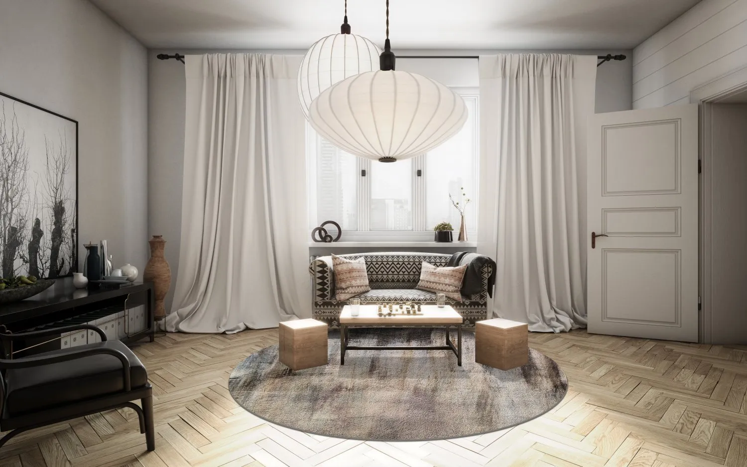 Rundt tæppe - Polia (grå/brun)