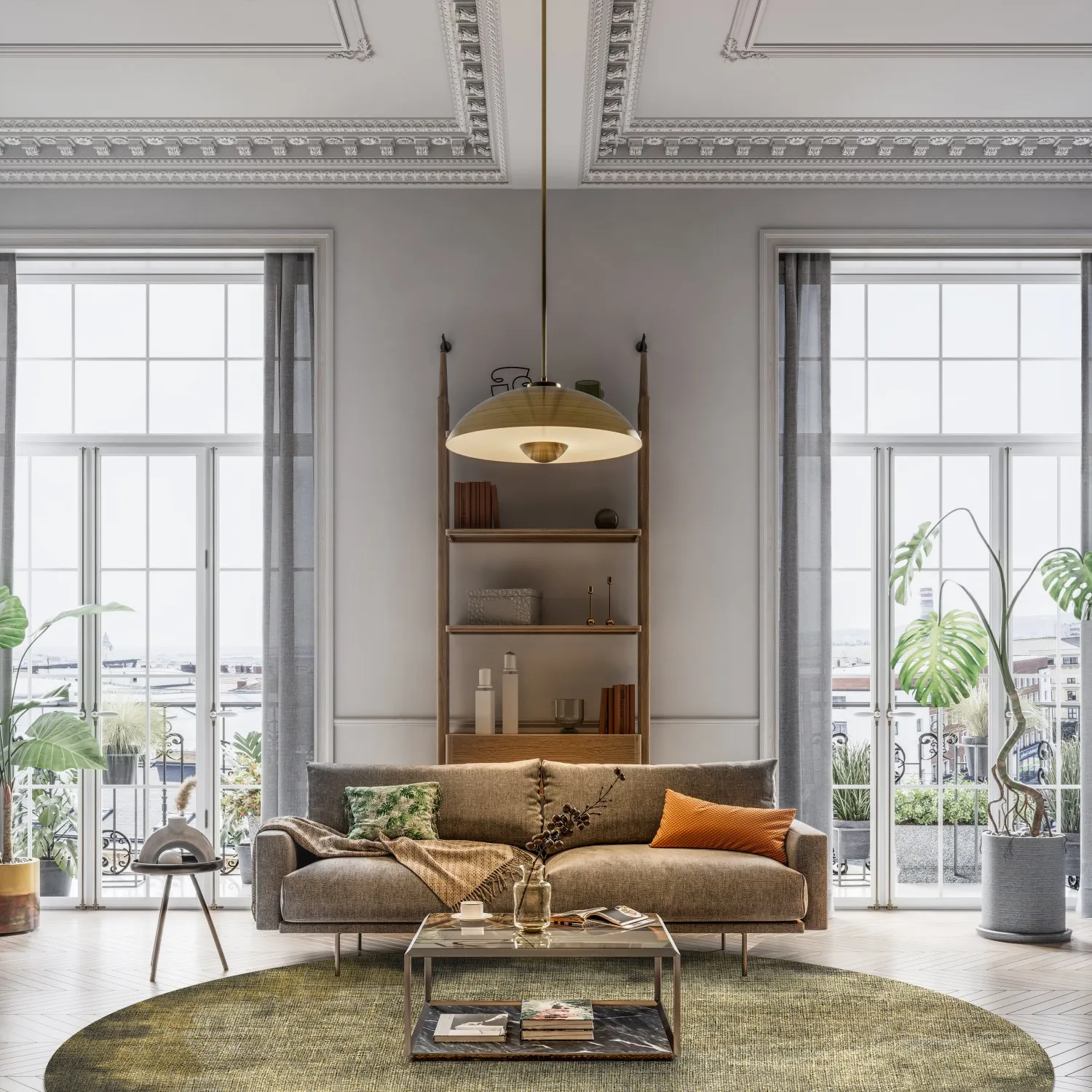 Rundt tæppe - Taberno (grå/beige)