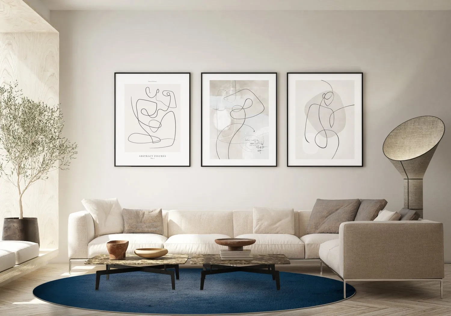 Rundt tæppe - Novelia (blå)