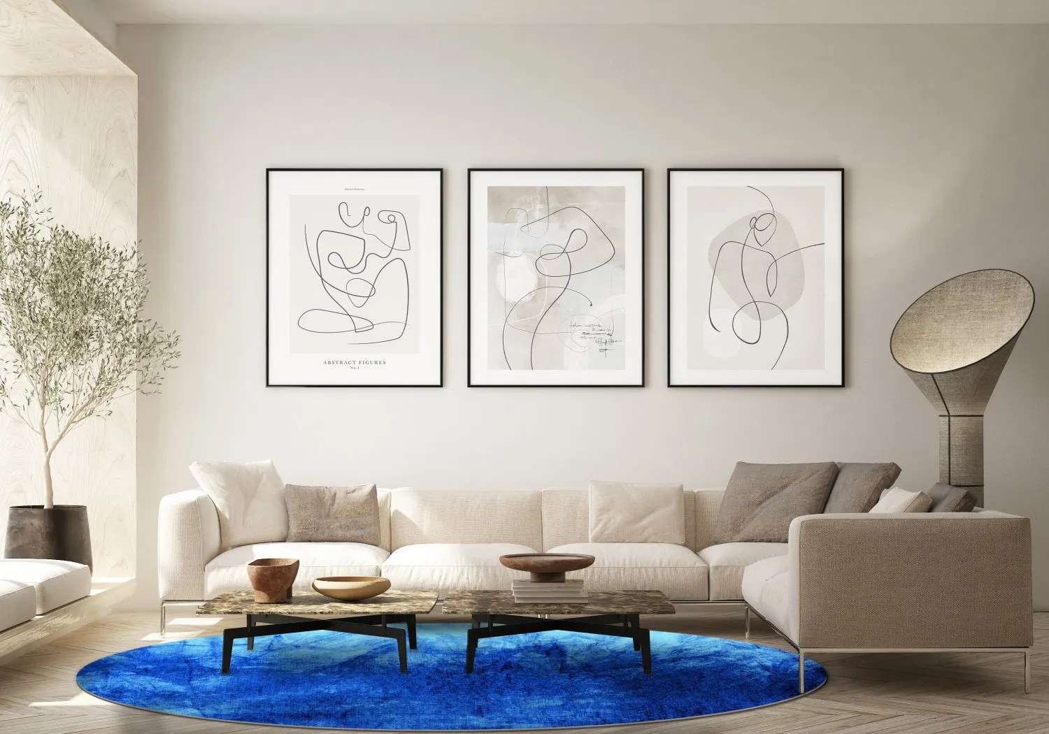 Rundt tæppe - Cargese (blå)