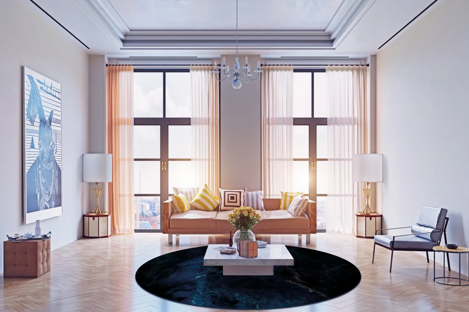 Rundt tæppe - Zuani (mørkeblå)