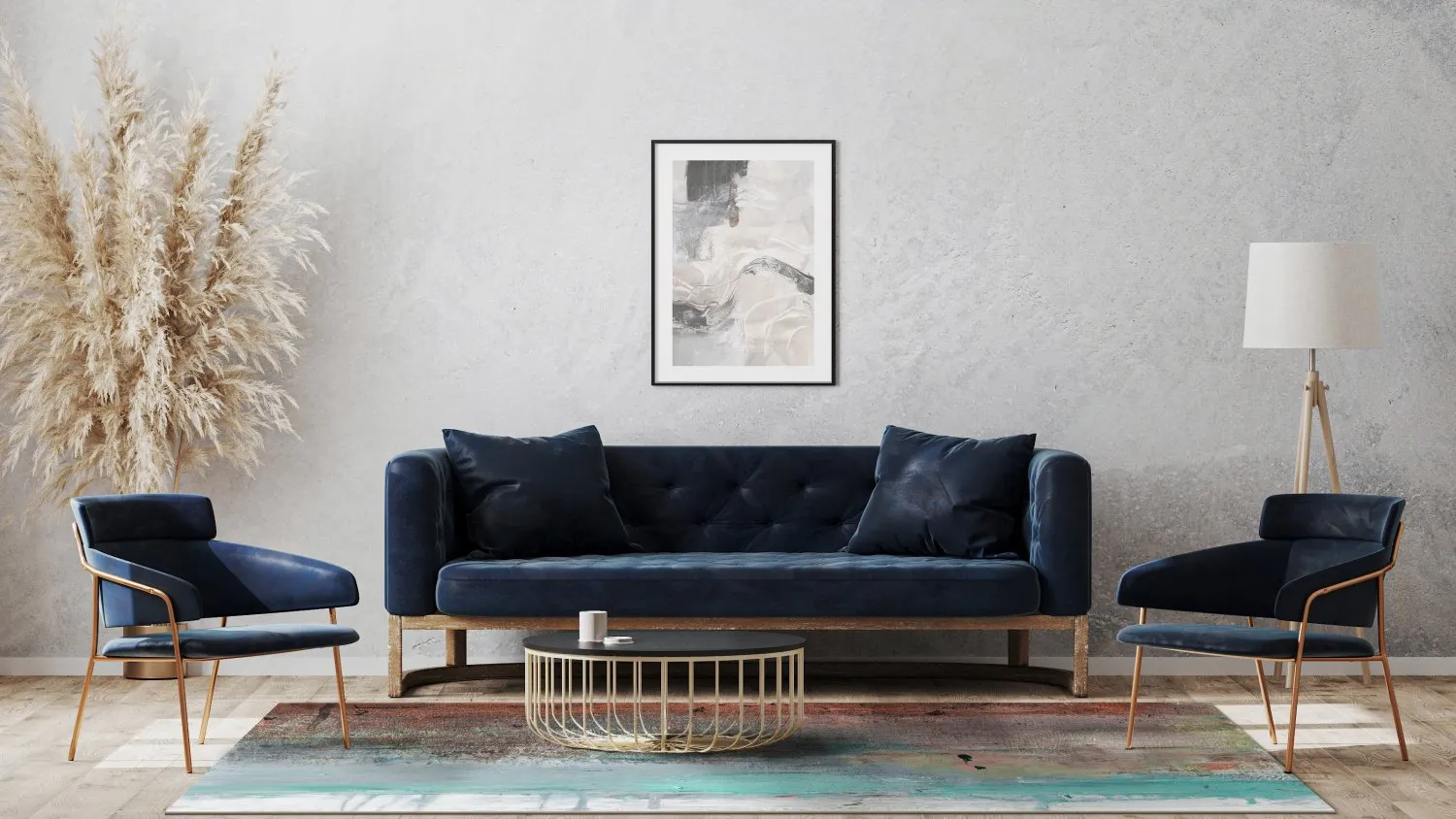 Wilton-tæppe - Andali (grå/rød/multi)